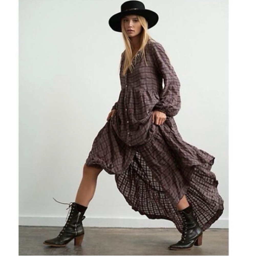 Free People Plaid Maxi Dress